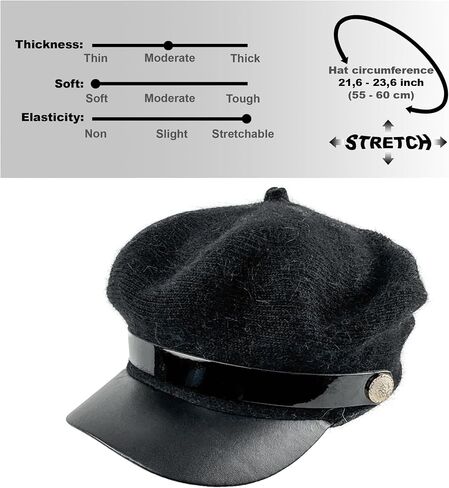 Newsboy Hat with Scarf for Women - Angora Wool Chauffeur Hat with Tube - Knit Paperboy Cap with Brim in Saudi Arabia