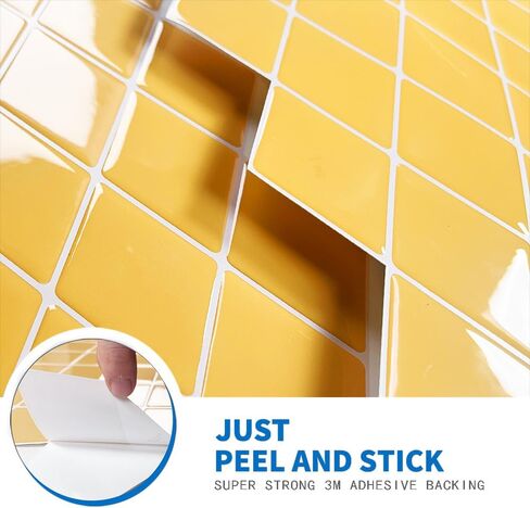Peel and Stick Backsplash Diamond Shape Stick on Tile Kitchen Backsplash Self Adhesive 11.8" x11.8", 5 Sheets - Tuscan Yellow in Saudi Arabia