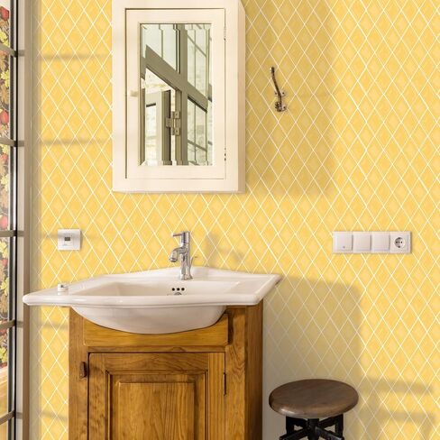Peel and Stick Backsplash Diamond Shape Stick on Tile Kitchen Backsplash Self Adhesive 11.8" x11.8", 5 Sheets - Tuscan Yellow in Saudi Arabia