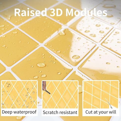 Peel and Stick Backsplash Diamond Shape Stick on Tile Kitchen Backsplash Self Adhesive 11.8" x11.8", 5 Sheets - Tuscan Yellow in Saudi Arabia