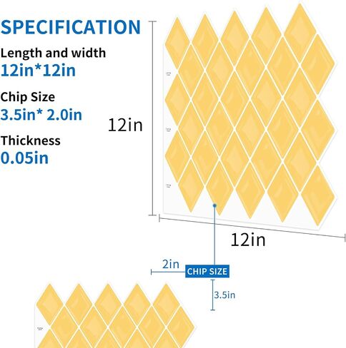 Peel and Stick Backsplash Diamond Shape Stick on Tile Kitchen Backsplash Self Adhesive 11.8" x11.8", 5 Sheets - Tuscan Yellow in Saudi Arabia