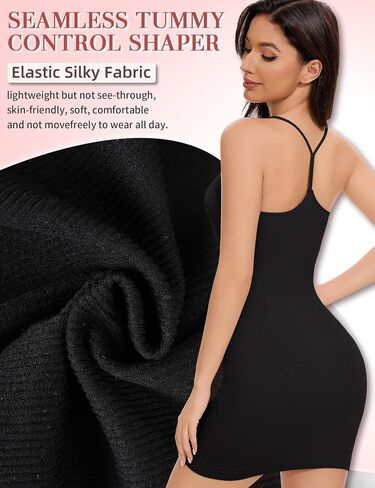 SLIMBELLE Shapewear Slips For Under Dresses Women Y Back Square Neck Tank Tummy Control Full Slip Seamless Body Shaper in Saudi Arabia