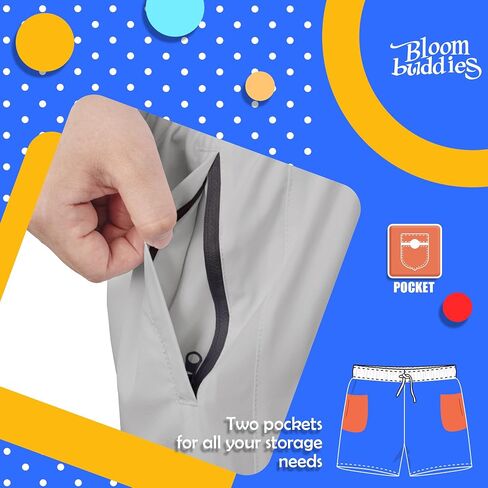 Boys Running Shorts with Compression Liner Zipper Pockets Kids Athletic Workout Gym Sports Quick Dry in Saudi Arabia