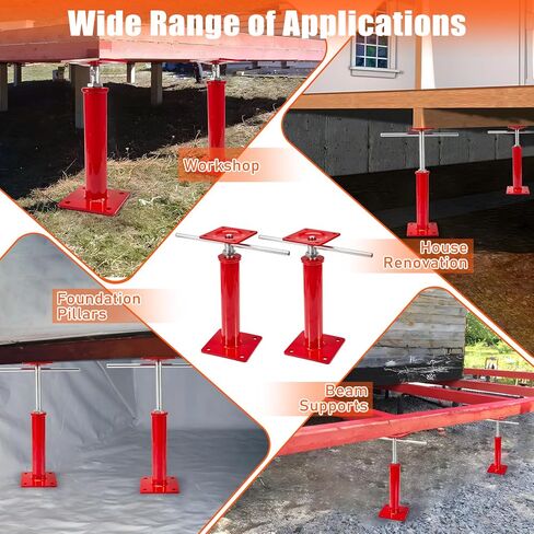 4 Pack House Jacks for Leveling Crawlspace, 11" - 16" Height Range, 11023 lbs Max Load Capacity, House Floor Jacks Post Pole for Leveling in Kuwait