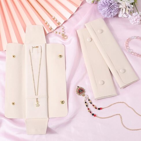 GORGECRAFT 3Pcs Necklace Travel Case Tangle-Free Jewelry Organizer Storage Bag Travel Necklace Pouch for Wedding Christmas Valentine's Day Women Bridesmaid Gifts Old Lace 8.66 x 2.4 inch in Saudi Arabia