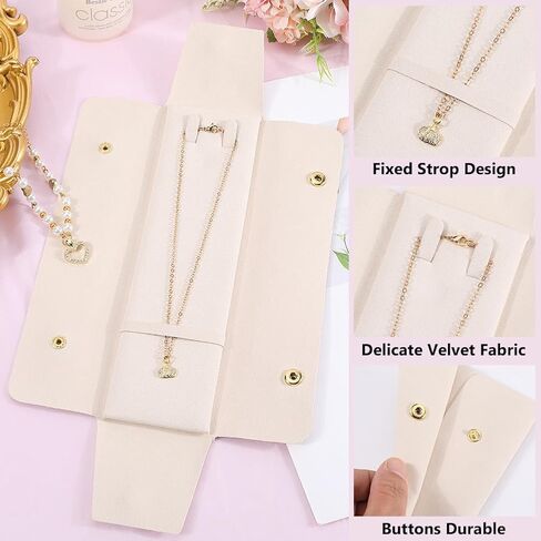 GORGECRAFT 3Pcs Necklace Travel Case Tangle-Free Jewelry Organizer Storage Bag Travel Necklace Pouch for Wedding Christmas Valentine's Day Women Bridesmaid Gifts Old Lace 8.66 x 2.4 inch in Saudi Arabia