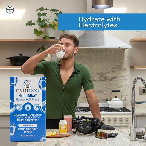 HydraAlka+ Premium Hydration Supplement | Alkalize & Hydrate with Electrolytes | Supports pH Balance, Non-Chronic Heartburn Relief, Muscle Recovery & Bone Health | 30 Servings, 3 Flavors in Saudi Arabia