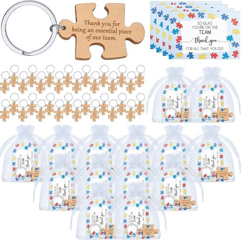 Employee Appreciation Gifts Wooden Puzzle Keychain Staff Greeting Cards Thank You Team Building Gifts for Coworkers in Kuwait
