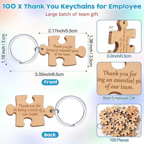 Employee Appreciation Gifts Wooden Puzzle Keychain Staff Greeting Cards Thank You Team Building Gifts for Coworkers in Kuwait