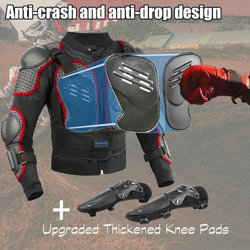 Kids Dirt Bike Gear for Teenager Youth, Motocross Armor Jacket Suit with Knee Pads Protection for Cycling Skateboard ATV MTB Skating in Saudi Arabia