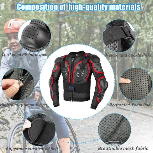Kids Dirt Bike Gear for Teenager Youth, Motocross Armor Jacket Suit with Knee Pads Protection for Cycling Skateboard ATV MTB Skating in Saudi Arabia