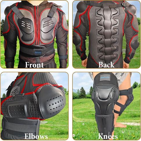 Kids Dirt Bike Gear for Teenager Youth, Motocross Armor Jacket Suit with Knee Pads Protection for Cycling Skateboard ATV MTB Skating in Saudi Arabia