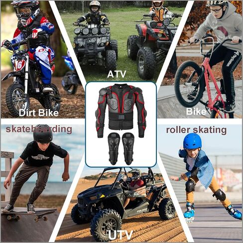 Kids Dirt Bike Gear for Teenager Youth, Motocross Armor Jacket Suit with Knee Pads Protection for Cycling Skateboard ATV MTB Skating in Saudi Arabia