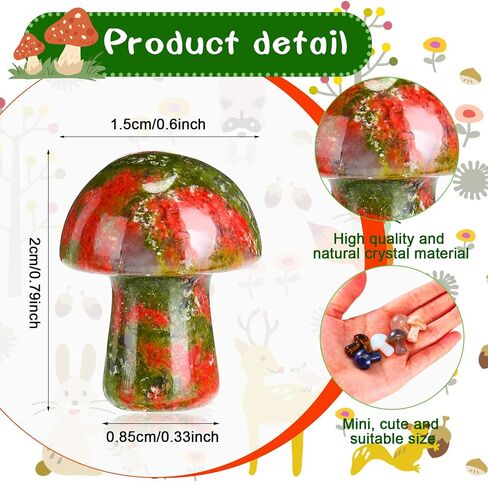 Nuanchu 20 PCS Crystal Mushroom Sculpture Decor Making Mini Mushroom Stees Stones Crystal Gemstone Gemstone Quartz Decore Decore For Witchcraft Holiday DIY Garden (Colors Vivid) in Kuwait