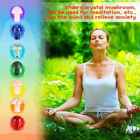 Nuanchu 20 PCS Crystal Mushroom Sculpture Decor Making Mini Mushroom Stees Stones Crystal Gemstone Gemstone Quartz Decore Decore For Witchcraft Holiday DIY Garden (Colors Vivid) in Kuwait