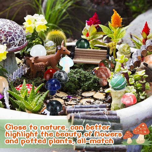 Nuanchu 20 PCS Crystal Mushroom Sculpture Decor Making Mini Mushroom Stees Stones Crystal Gemstone Gemstone Quartz Decore Decore For Witchcraft Holiday DIY Garden (Colors Vivid) in Kuwait