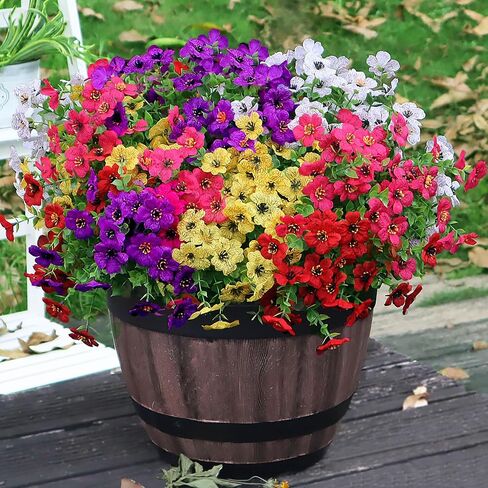 20 Bundles Fall Flowers Artificial for Decoration UV Resistant No Fade Faux Fake Mums Plants Flowers for Fall Outdoor Decor Front Porch Decor Thanksgiving, Halloween Decor - Orange in Saudi Arabia