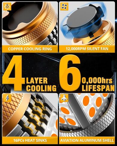 Auxbeam B21 Series 3157 LED Bulbs Amber Yellow Built in Resistor CANBUS Error Free Anti Hyper Flash 3457 4157 Bulb 600% Super Bright Turn Signal Light in Kuwait