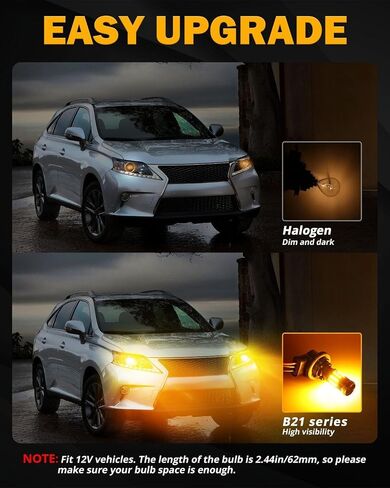 Auxbeam B21 Series 3157 LED Bulbs Amber Yellow Built in Resistor CANBUS Error Free Anti Hyper Flash 3457 4157 Bulb 600% Super Bright Turn Signal Light in Kuwait