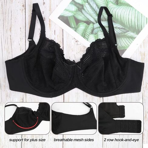 sheroine Women's Full Coverage Minimizer Underwire Bra Unlined Plus Size Non-Padded Ultrathin Everyday Soft Bras in Saudi Arabia