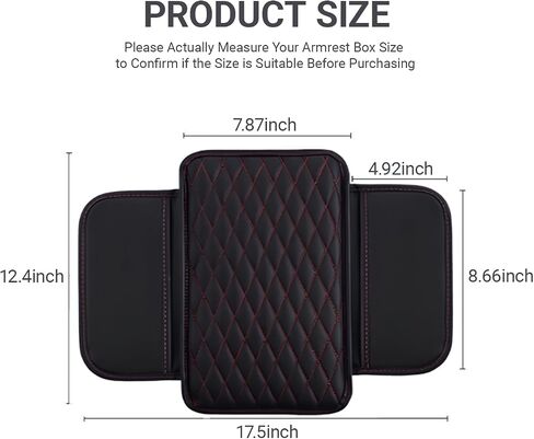Car Center Console Cover, Leather Armrest Seat Box Cover with 2 Storage Bags, Universal Car Armrest Seat Box Pad Car Decor Accessories for Most Vehicles (Black & Red) in Saudi Arabia