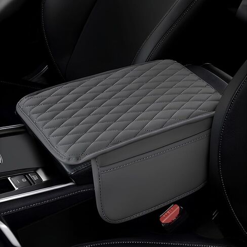 Car Center Console Cover, Leather Armrest Seat Box Cover with 2 Storage Bags, Universal Car Armrest Seat Box Pad Car Decor Accessories for Most Vehicles (Black & Red) in Saudi Arabia