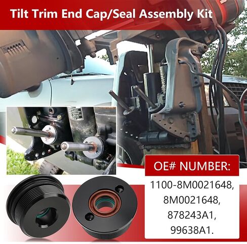 1100-8M0021648 2PCS Tilt Trim End Cap/Gland with Seal Assy Kit Fit for Mercury Mariner Trim Units Generation 1, 2 & 3 3 Ram Style Replaces# 99638A1, 8M0021648, 878243A1 (2) in Saudi Arabia