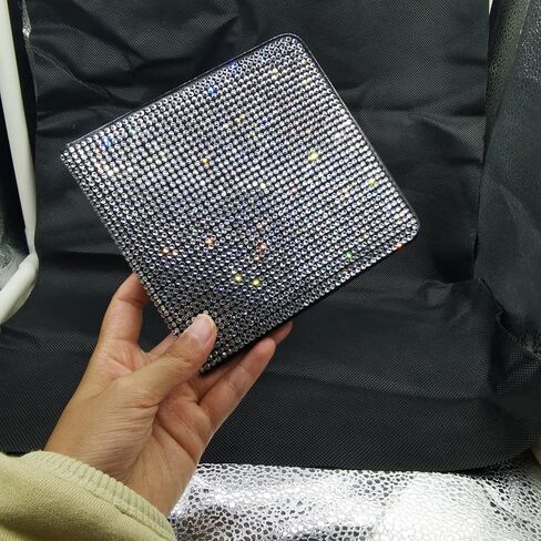Bling Rhinestone Artificial Diamond Car Registration and Insurance Document Holder, Glitter Car Essentials Glove Box Organizer Compartment Bling Silver, Medium in Kuwait