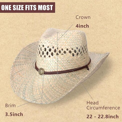 Wildarms Men’s Woven Straw Cowboy Hat Cowgirl Sun Beach Hat for Women Wide Brim Western Cowboy Hat with Decorative Bands in Saudi Arabia
