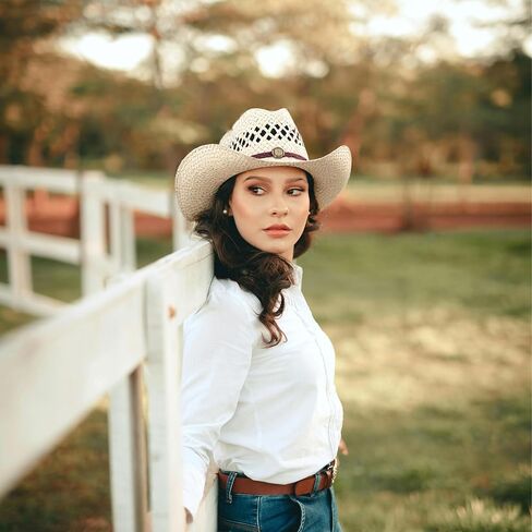 Wildarms Men’s Woven Straw Cowboy Hat Cowgirl Sun Beach Hat for Women Wide Brim Western Cowboy Hat with Decorative Bands in Saudi Arabia