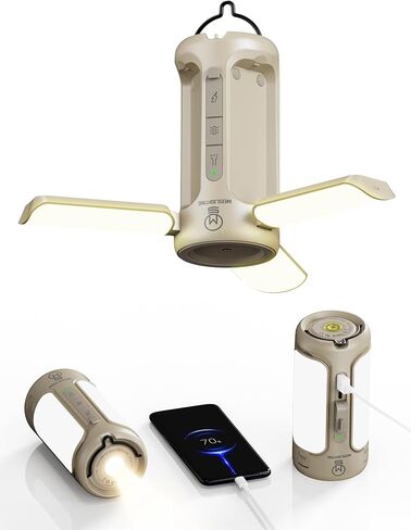 Camping Lantern Rechargeable, 3-in-1 Foldable Tent Light & Flashlight, 1500LM, 10000mAh, IP54 Water Resistant, 1/4" Screw Base, Stepless Dimming, 5 Modes for Camping, Hiking, Power Outages in Kuwait