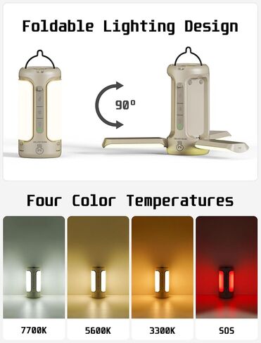 Camping Lantern Rechargeable, 3-in-1 Foldable Tent Light & Flashlight, 1500LM, 10000mAh, IP54 Water Resistant, 1/4" Screw Base, Stepless Dimming, 5 Modes for Camping, Hiking, Power Outages in Kuwait