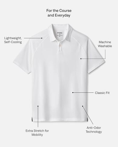Rhone Delta Pique Mens Polo, Golf Shirts for Men, Anti Odor, Moisture Wicking Lightweight Polo Shirts in Saudi Arabia