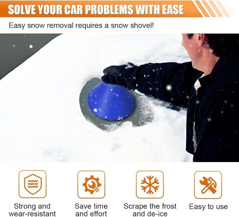 2PCS Magical Ice Scrapers for Car, 2 in 1 Round Snow Scraper for Car, Cone Windshield Ice Scraper with Funnel, Winter Car Snow Removal Accessories for Car, Bus, Truck, SUV (Green) in Kuwait