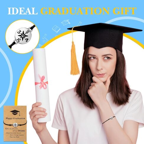 75 Pcs Graduation Bracelet Set Adjustable Compass Bracelets Graduation Cards College High School Class Cheer Gifts in Saudi Arabia