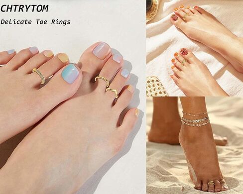 6PCS Toe Rings for Women 18K Gold Silver Toe Ring Set Adjustable Non Tarnish Band Simple Beach Foot Jewelry for Summer in Saudi Arabia