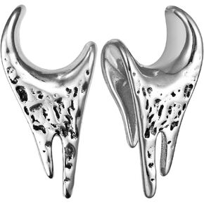 2 PCS Ear Gauges dark drop saddle tunnles for Stretched Ears Hypoallergenic 316 Stainless Steel Ear cuff Tunels plugs 00G 8mm-16mm(0G-5/8'') Body Piercing Jewelry gold silver black