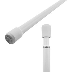 Amazing Drapery Hardware 7/16 Inch White Spring Tension Rods with Silver Accents, Set of 2 - Adjustable Length 28-48 Inches - Twist to Fit Curtain Rods for Lightweight Sheer Panels and Small Spaces