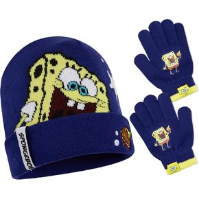 SpongeBob Squarepants Boys Beanie and Gloves Winter Accessory Set - Boys Gift