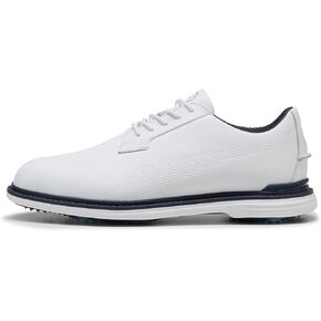 Puma Golf Men's Royale Golf Shoes, Puma White/Deep Navy/Team Light Blue, 11