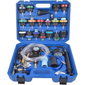 Coolant Pressure Tester Kit, 31pc Master Coolant Vacuum Refill Kit with 23 Radiator Adapters, Radiator Cooling System Pressure Tester Kit with Vacuum Pump Vacuum Purge and Refill Tool