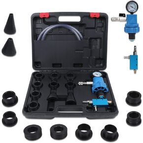BELEY Universal Coolant Vacuum Refill Kit with Dual Scale Pressure Gauge, Cooling System Vacuum Purge & Refill with 2PCS Rubber Plug and 8PCS Rubber Adapters for Porsche Jeep,SUV (35mm 40mm 45mm 55mm)