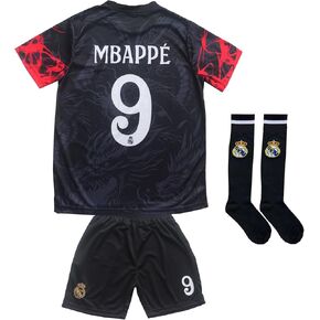 Mbappe Madrid #9 Special Dragon Limited Edition Kids Soccer Jersey Shirts Football Futbol Socks Gift Set Youth Sizes