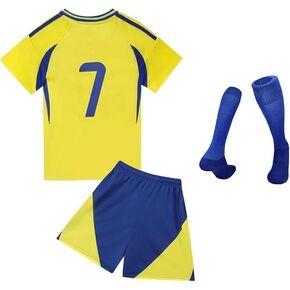 Boys Soccer Jersey #7 Kids Football Jersey Sport Training Uniforms Matching Shorts Sock Set for Youth Girls Fans