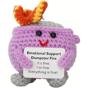 Emotional Support Dumpster Fire Crochet, Handmade Positive Support Gift. Counselor, Teacher, Manager, Co Worker Office Desk Decor. Friends and Family. Funny Stress Relief Gag Gift. in Kuwait