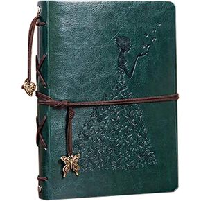 GSHOPVV Retro Butterfly Girl Scrapbook Album Photo Album DIY Photo Album 30 Sheets Leather Photo Album with Self Adhesive Stickers Wedding Guest Book for Valentine's Day Brown
