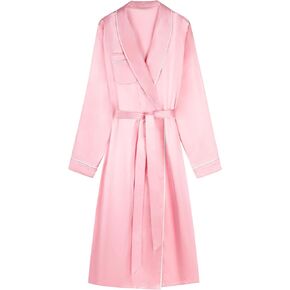 Silk Robes for Women Shawl Collar Long Satin Bathrobe Lightweight Sleepwear Loungewear with Pockets