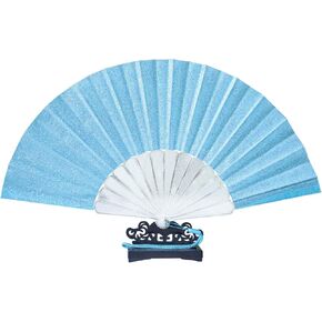 2pcs Women Handheld Hand Held Folding Fan Foldable Fans for Summer Fan with Glitter Fabric and Shining Transparent Rib Decorative Festival Party Wedding Club Dancing for Men Women and Gifts 2 Black