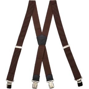 Suspenders for Men, Adjustable Wide Suspenders with Strong Clips X Shape Costume Heavy Duty (Coffee)