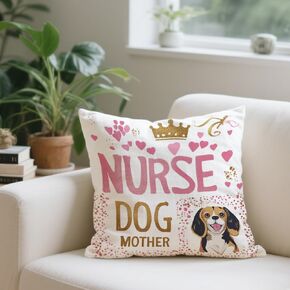 Cirzone Dog Lover Gifts for Women -18x18Inch Dog Throw Pillow Cover Funny Dog Mom Nurse Gifts with Gift Box Perfect Birthday Dog Owners Mother's Day Pillow Cover Gifts for Home Sofa Decor